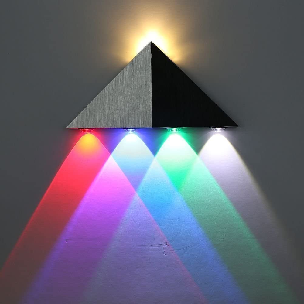 Lightess Up Down Wall Lights LED Modern Sconce Spotlight Lighting Triangle Shape Mini Lamp for Movie Room, Multiple Color 5W