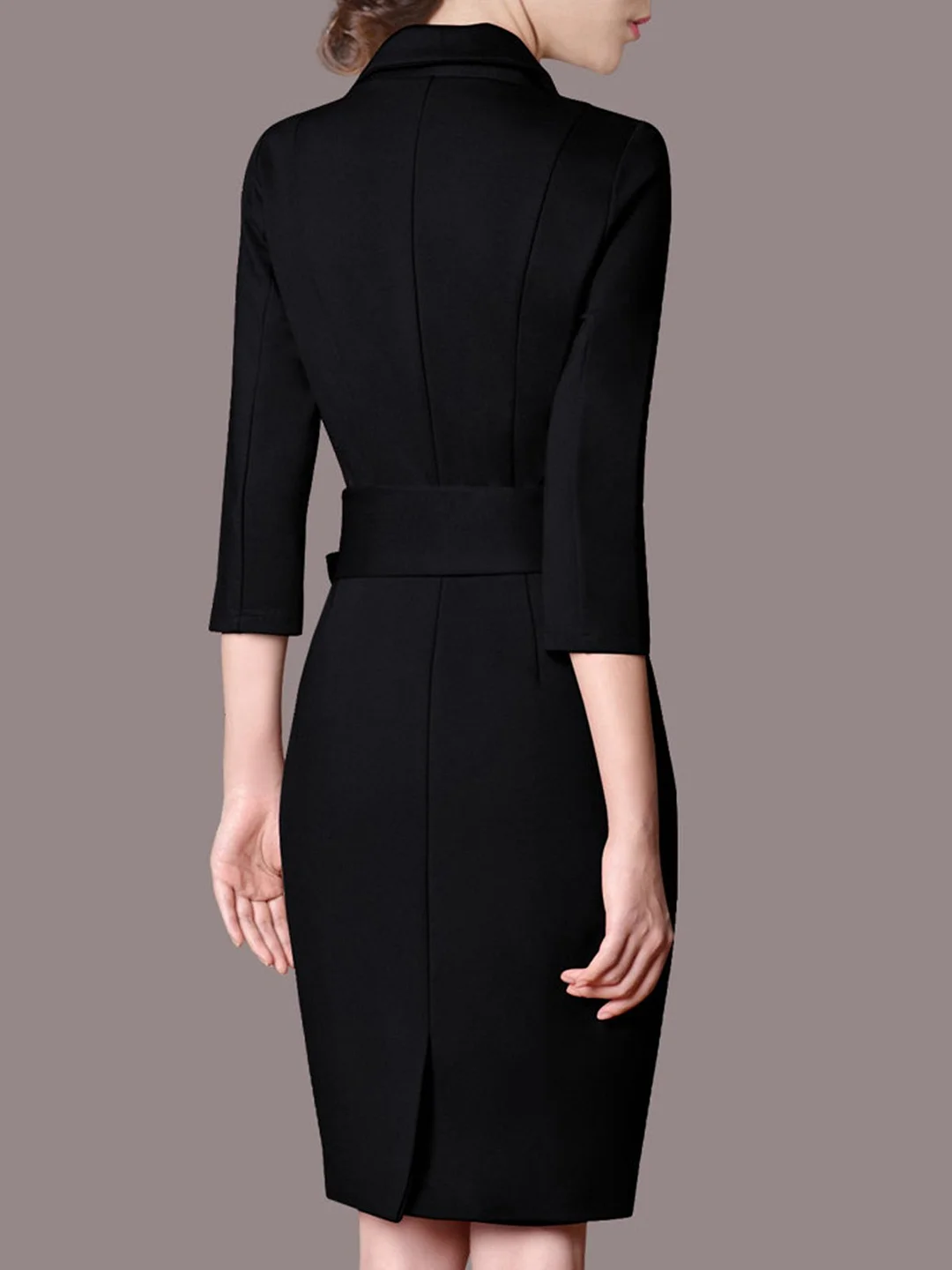 Solid Sheath Elegant Midi Dress