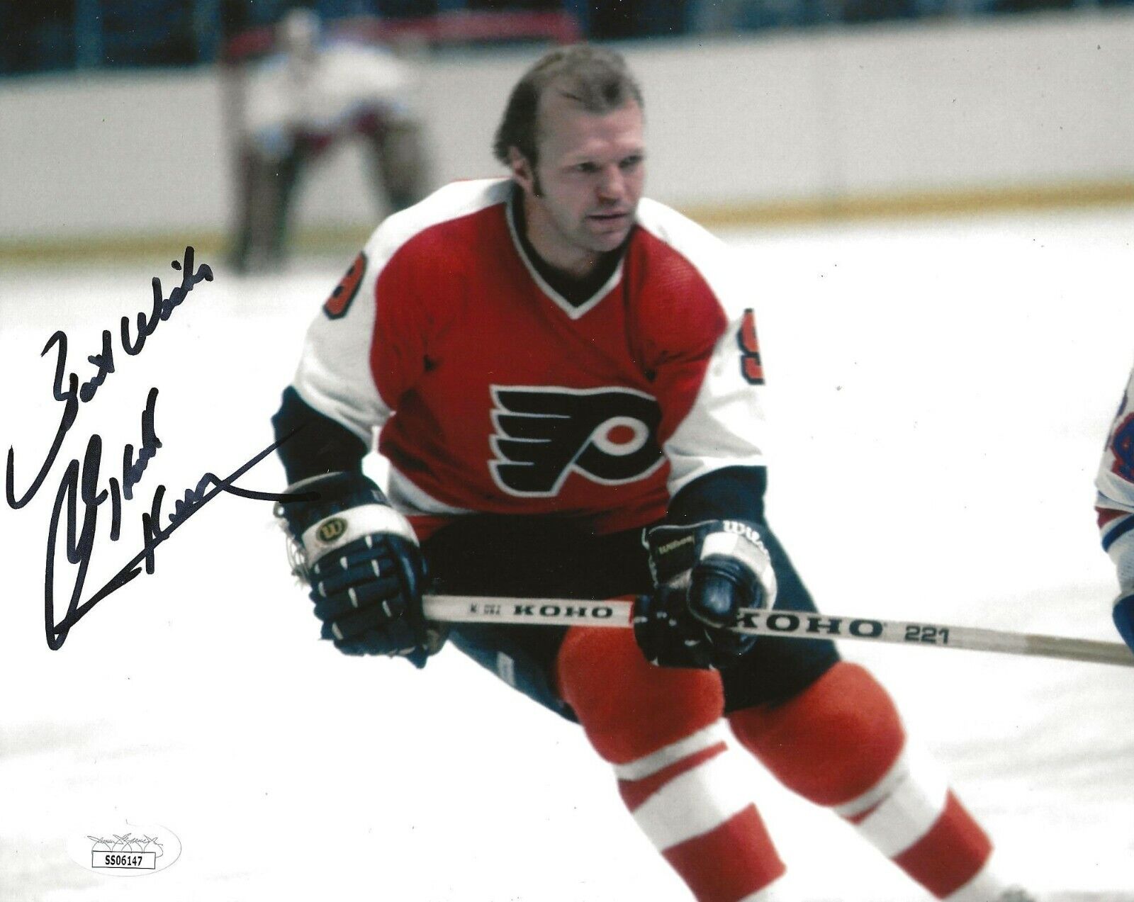 Bob Kelly signed Philadelphia Flyers 8x10 Photo Poster painting autographed Hound Dog 3 JSA