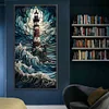 (40*80cm)Lighthouse in the Storm - Round AB Drill Diamond Painting