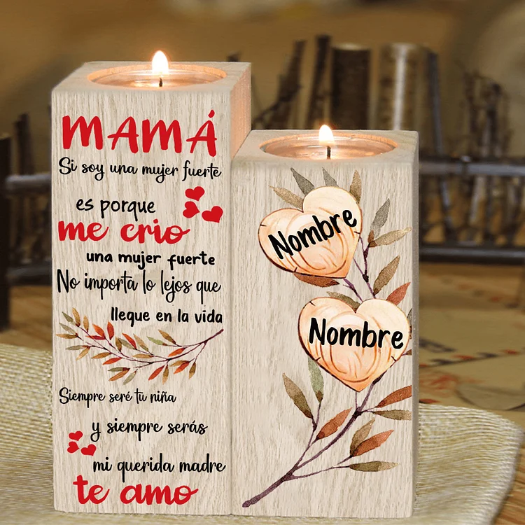 A Mi madre-candelero de madera de dos piezas sin candela 2 nombres
