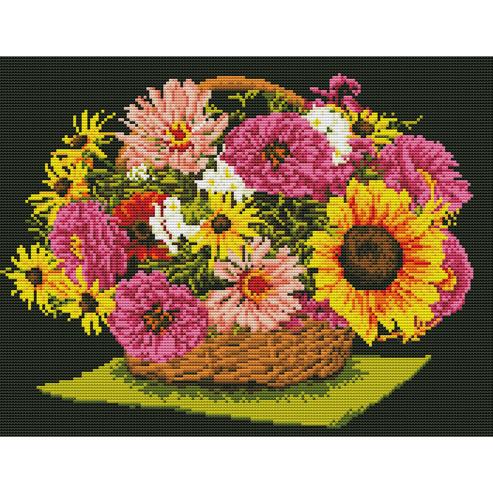 

Flower - 11CT Stamped Cross Stitch - 45*35CM, 501 Original