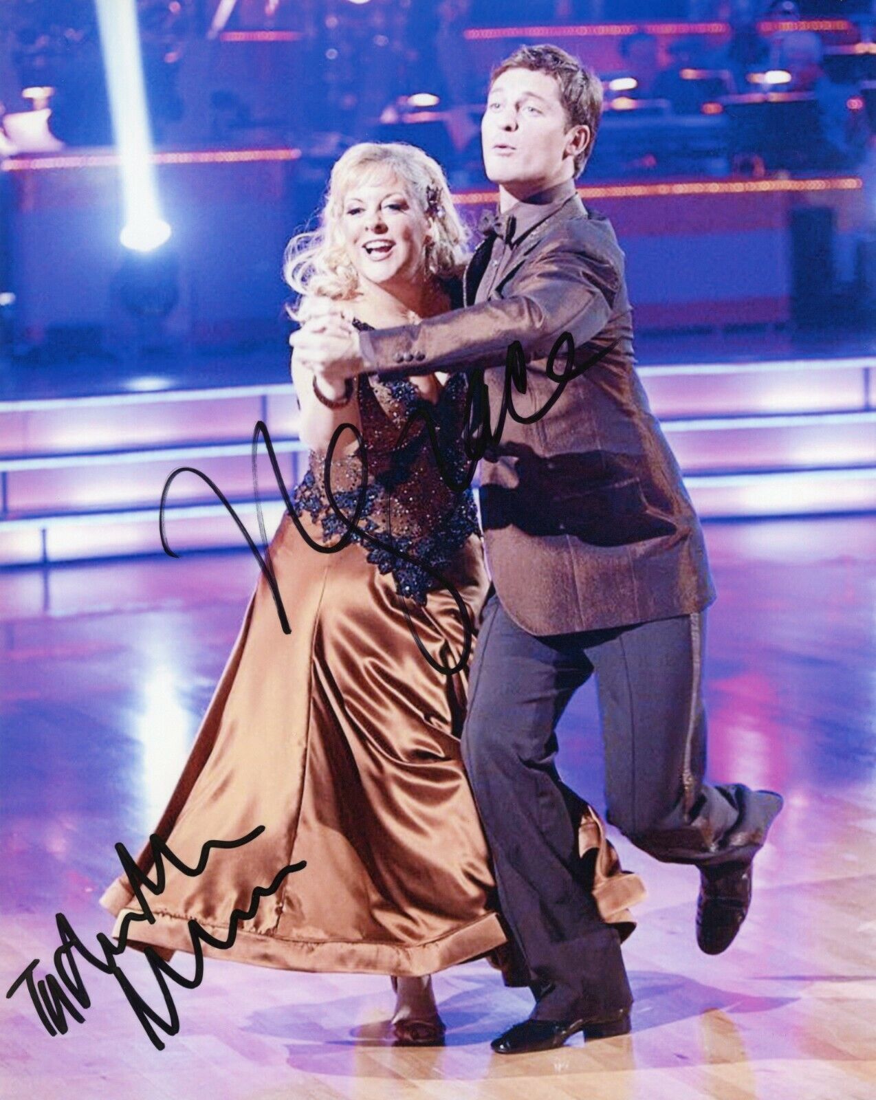 ~~ NANCY GRACE & TRISTAN MacMANUS Authentic Hand-Signed DWTS