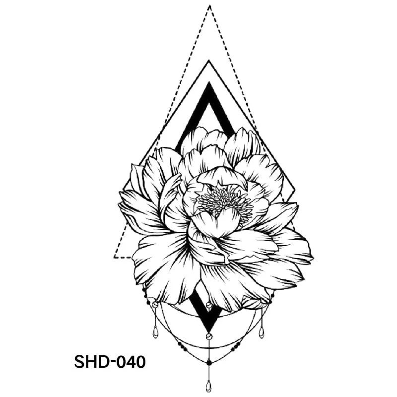 Waterproof Temporary Tattoo Black Sketchs Flowers Animal Tattoo Stickers Flash Fake Body Tattoos for Women tatuajes temporales