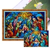 (Big Size)Glass Painting Nativity - 11CT Stamped Cross Stitch - 60*40cm