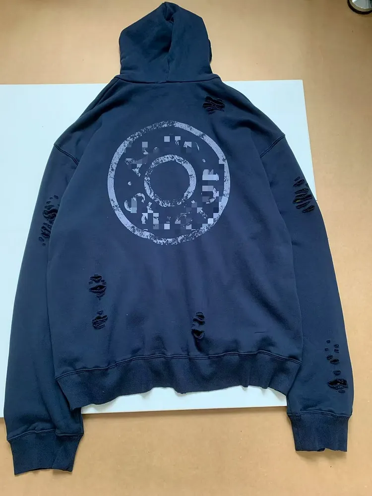 Cotton Hoodie Men Women,Autumn Winter Warm Sweatshirt,Hip Hop Thick Fleece Vintage Batik Zipper Loose Distressed Hood Coa