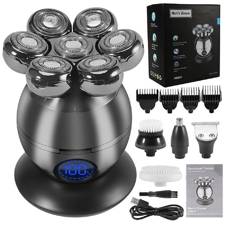 Men Grooming Dry Electric Shaver Razor Bald Head Shaving Kit