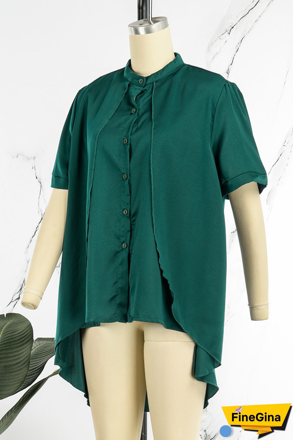 Burgundy Casual Solid Patchwork Shirt Collar Tops