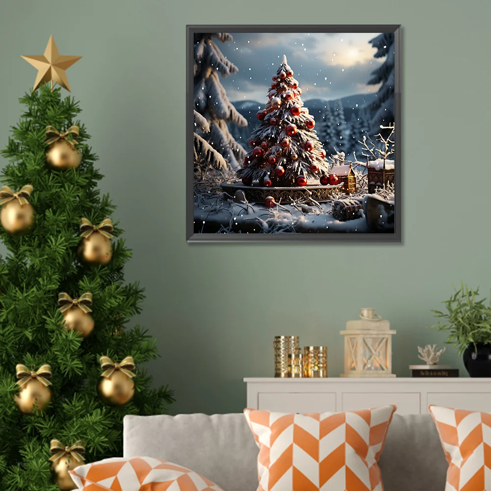 Diamond Painting - Full Round Drill - Winter Snow Christmas Tree(Canvas|30*30cm)