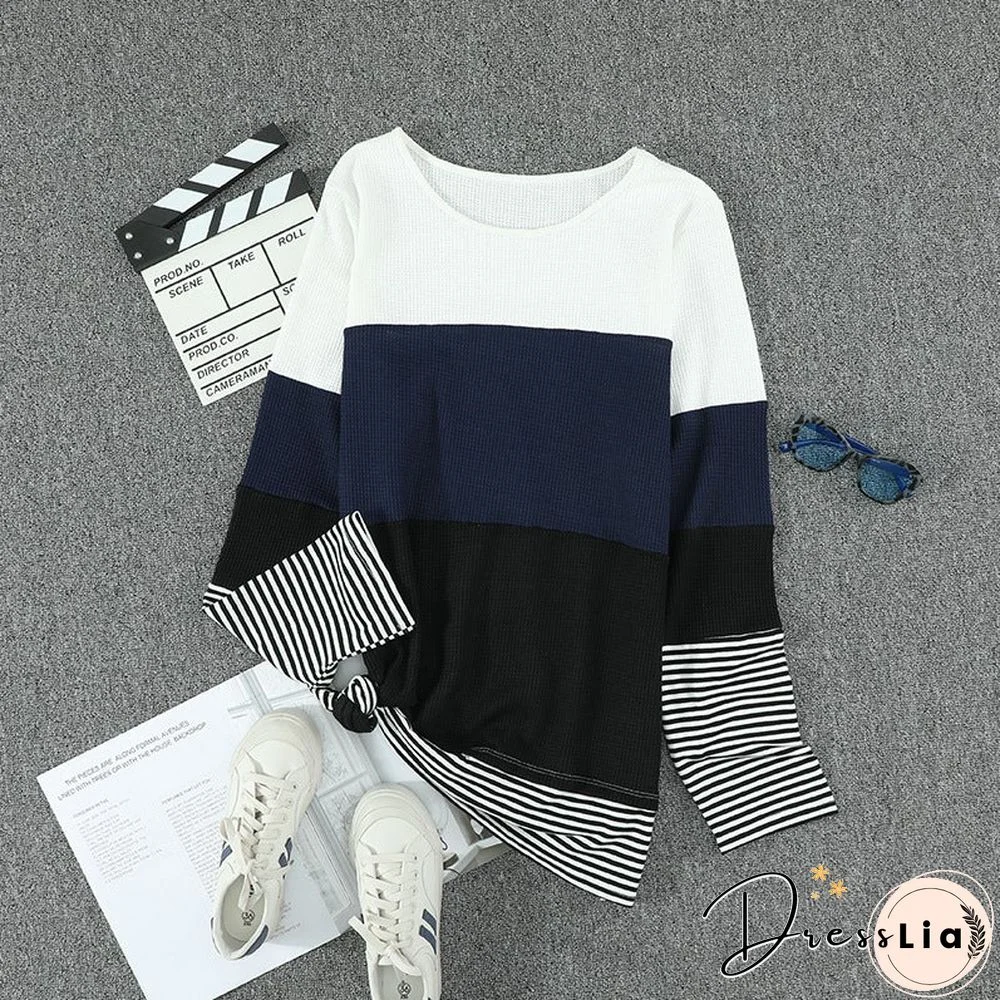 Fashion Striped Round Neck Long Sleeve Pullover Sweater