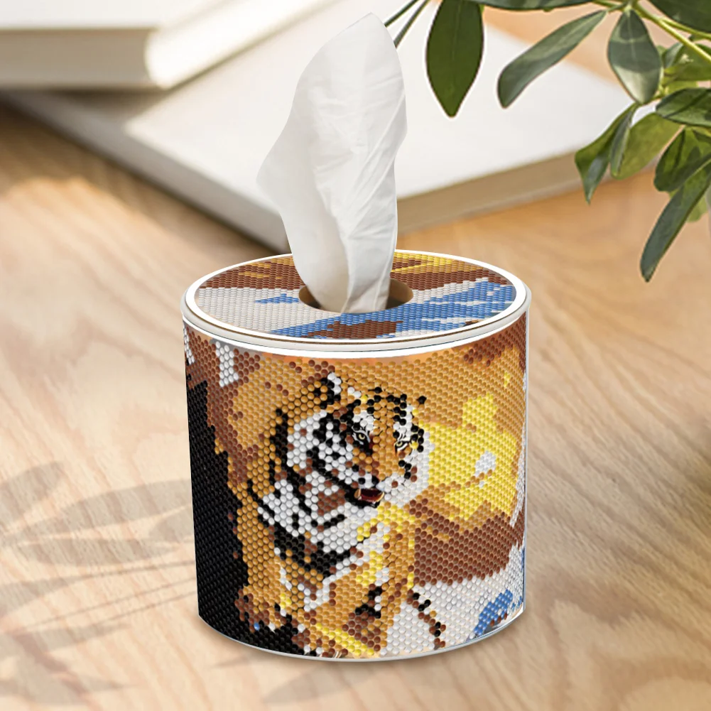 Tiger DIY Diamond Painting Handmade Tissue Holder Rhinestones Crystal Tissue Box