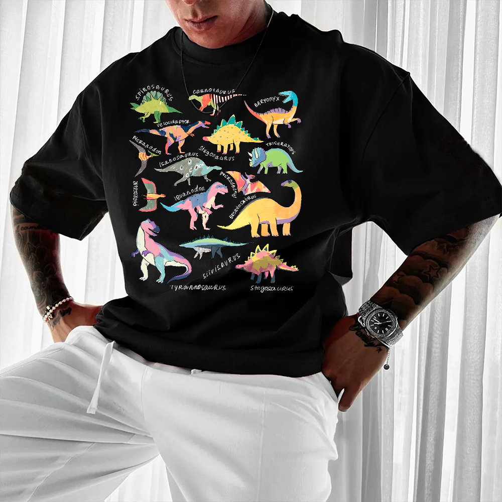 Types Of Dinosaur Unisex Oversized Printed T-Shirt