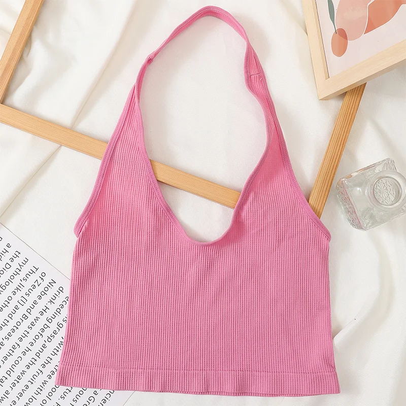 Women Tank Tops Deep V Neck Bralette Rib Bra Top fashion Underwear Backless Off Shoulder Camis fashion Camisole Fashion Halter Tops