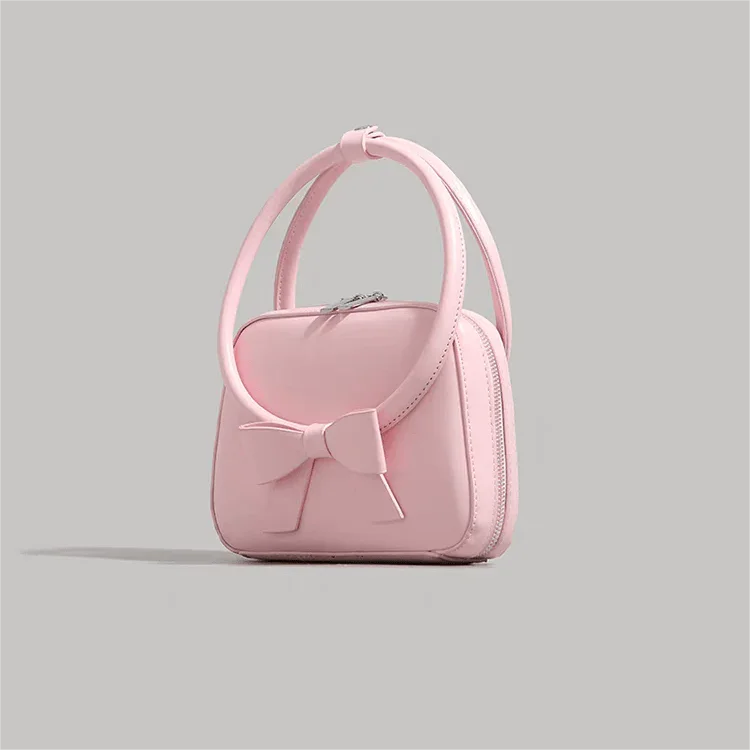 Pink Bowknot Leather Shoulder Bag