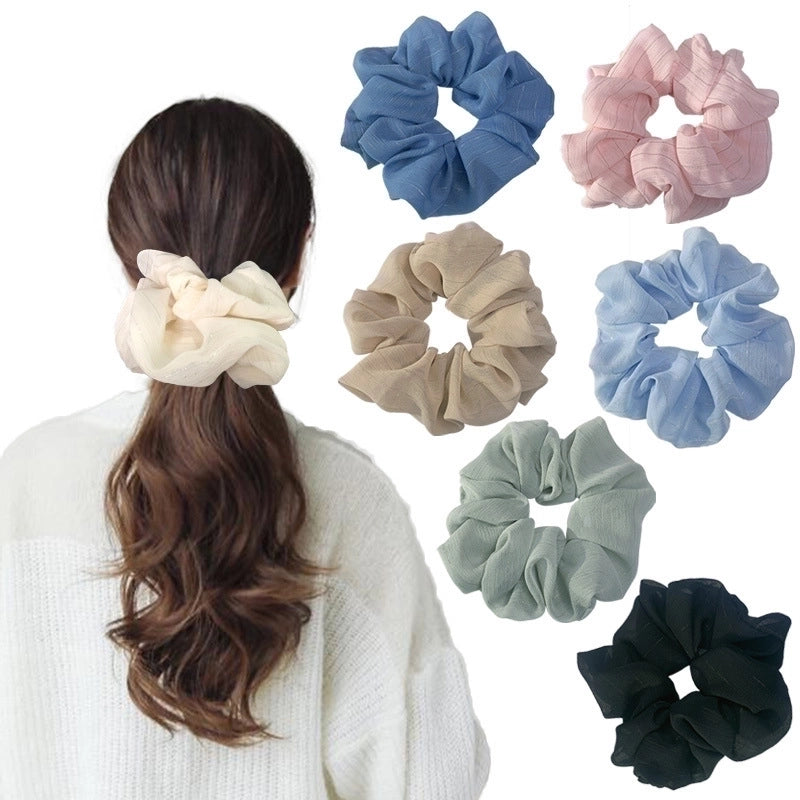Korean Silk Flower Color Hair Scrunchies