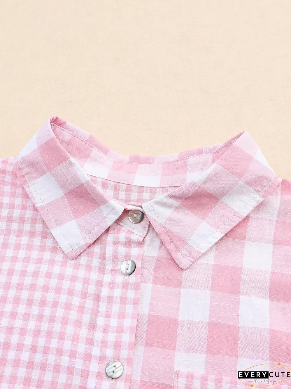 Cute Pink and White Plaid Shirt