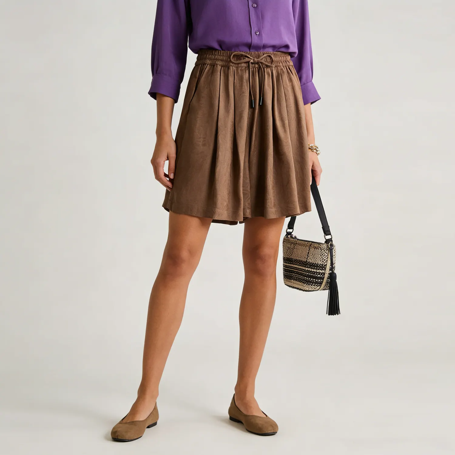 Silk Shorts Culotte Elastic Waist REAL SILK LIFE