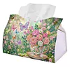 DIY Diamond Art Tissue Box Holder Butterflies and Flowers PULeather Diamond Art Desktop Organizer Resin Rhinestone Storage Organizers Gem Art Home Office Decor Craft Gift for Women
