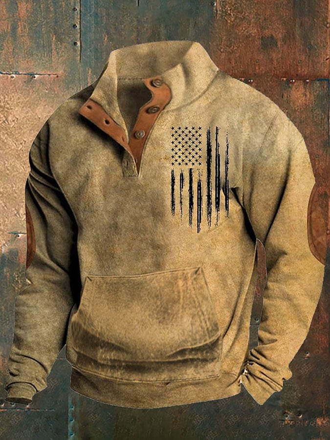 Men's Aintage Flag Print Sweatshirt