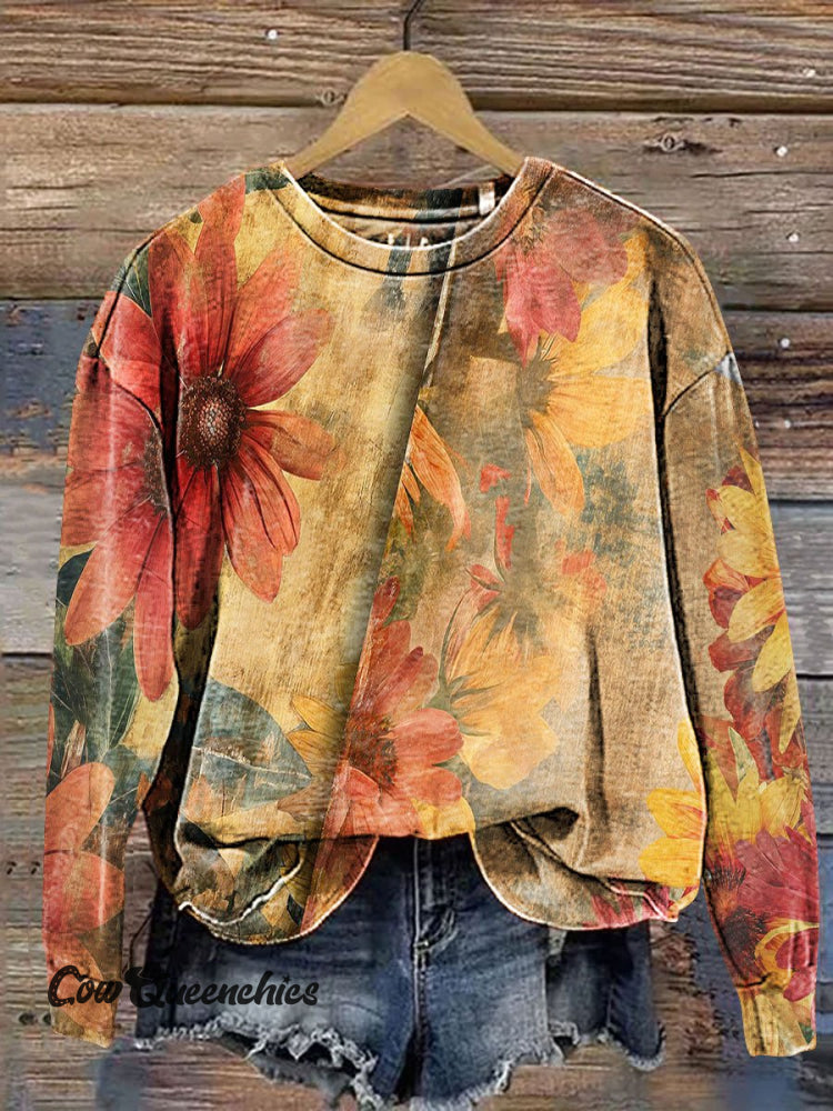 Love Peace Element Pattern Art Print Casual Sweatshirt Multicolor / S