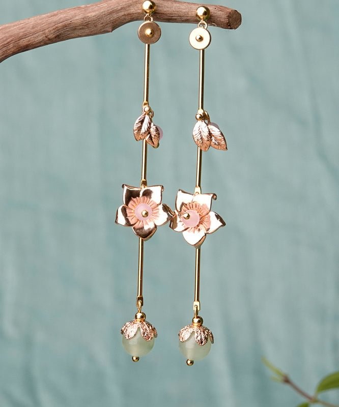 Style Gold Tassel Metal Floral Drop Earrings