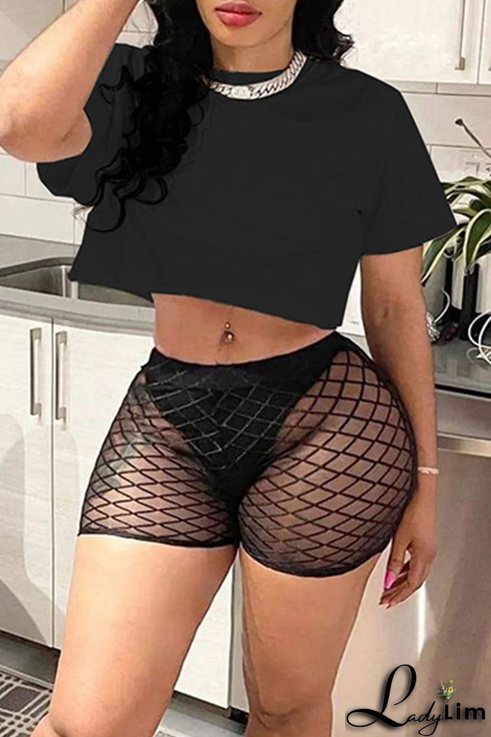 White Sexy Solid Split Joint O Neck Short Sleeve Two Pieces