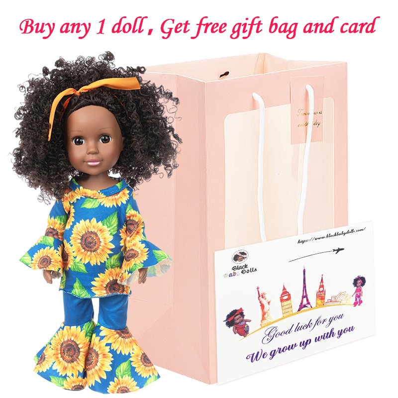 Blackbabydolls 14 inch African American Black girl Doll Lifelike for