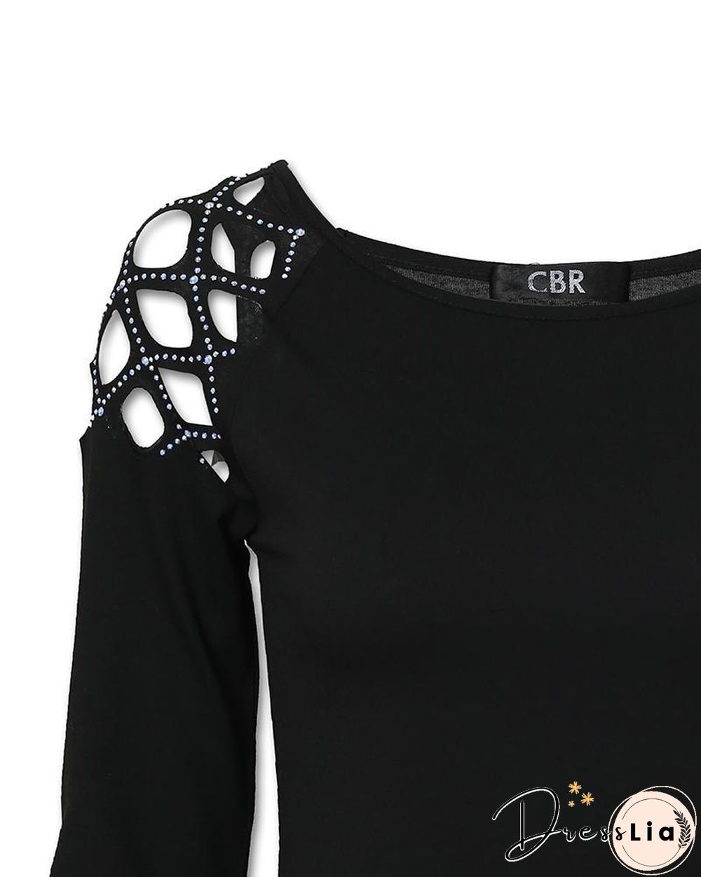 Studded Cutout Long Sleeve Casual Top P15627