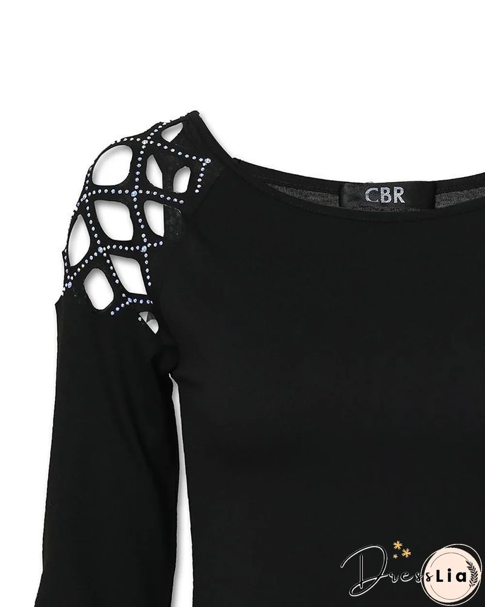 Studded Cutout Long Sleeve Casual Top P15627