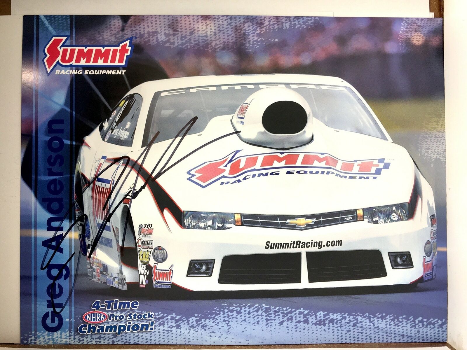 Greg Anderson Signed 8.5x11 Photo Poster painting Promo Hero Card Postcard NHRA  SHIP Auto