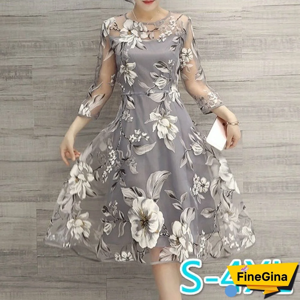 Fashion Women O-Neck Lace Double Layer Flower Prom Party Beach Dress White High Quality Casual Dresses S-4Xl
