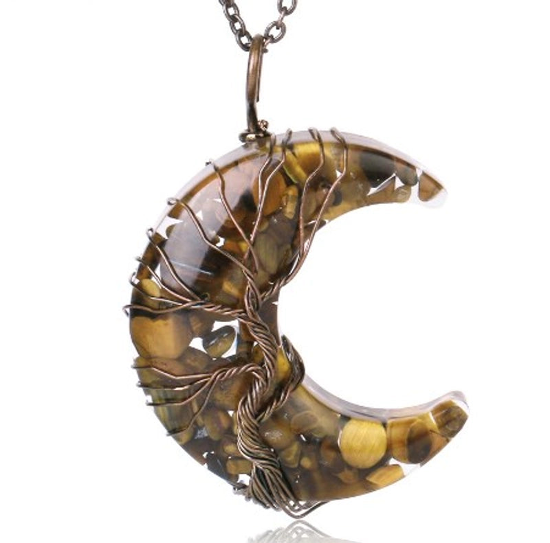 Casual Minimalist Moon Natural Stone Opal Plating Women’s Pendant Necklace Necklace Pendant