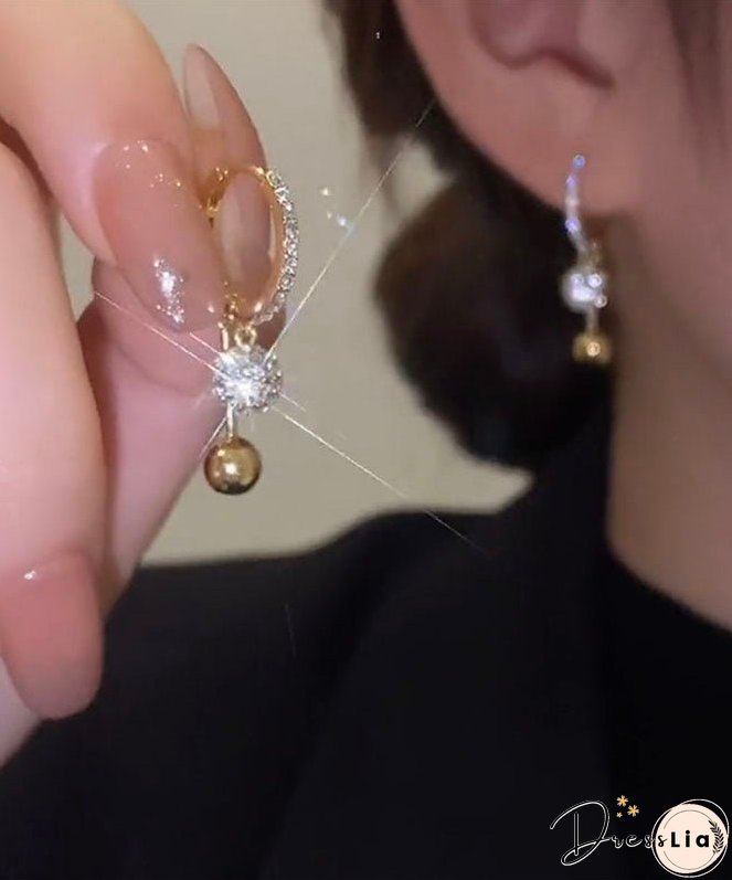 Unique Gold Copper Overgild Inlaid Zircon Drop Earrings