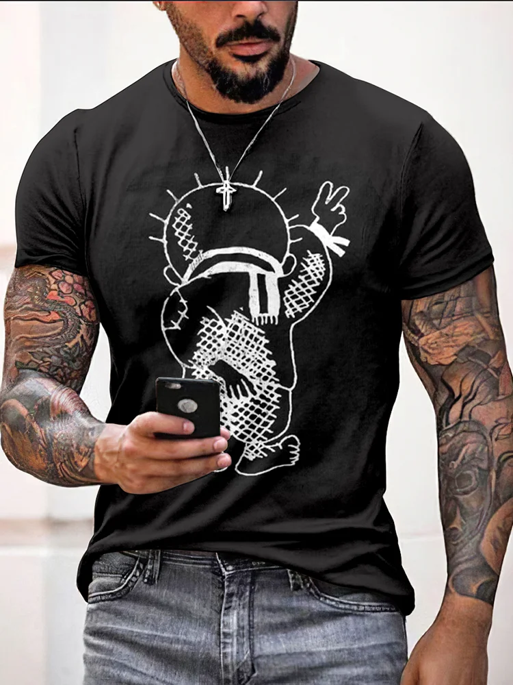 Men's Be Free And Peace Forever Print Casual T-Shirt