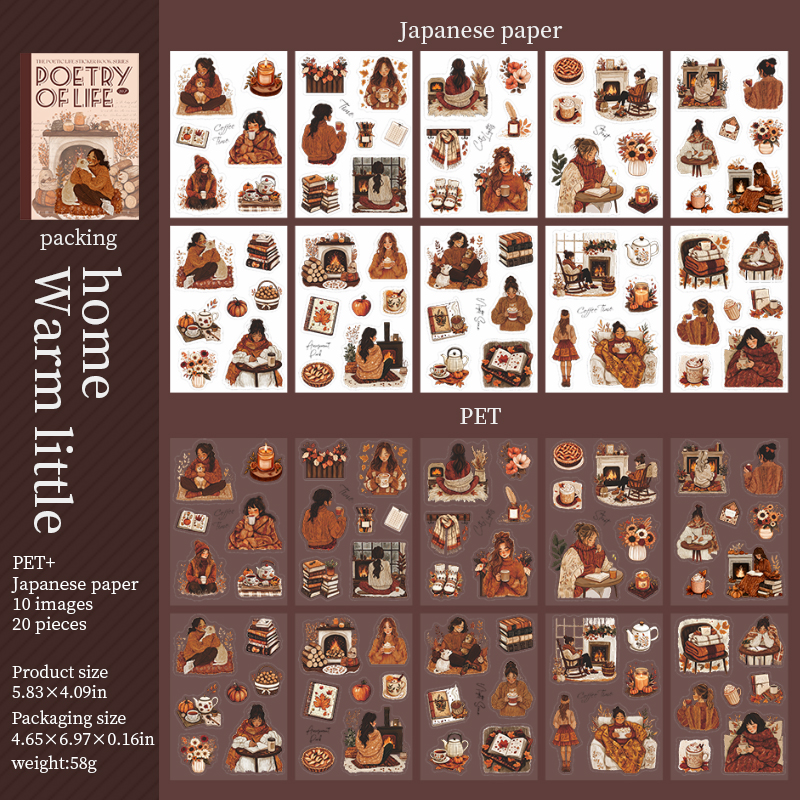 Sticker Book - Poetic Life Series Vintage Character Landscaping 