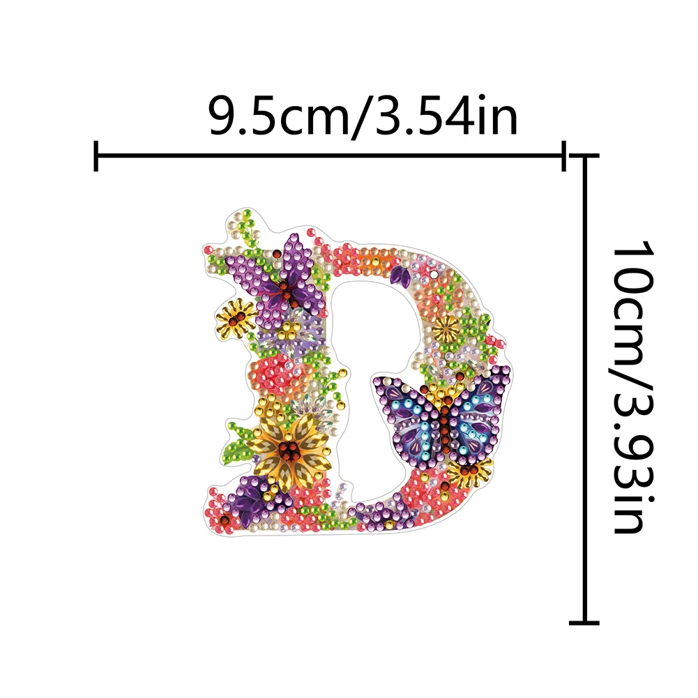 DIY D Diamond Art Key Rings Lettter Keychain Supplies Gift for Kids(Double Sided)