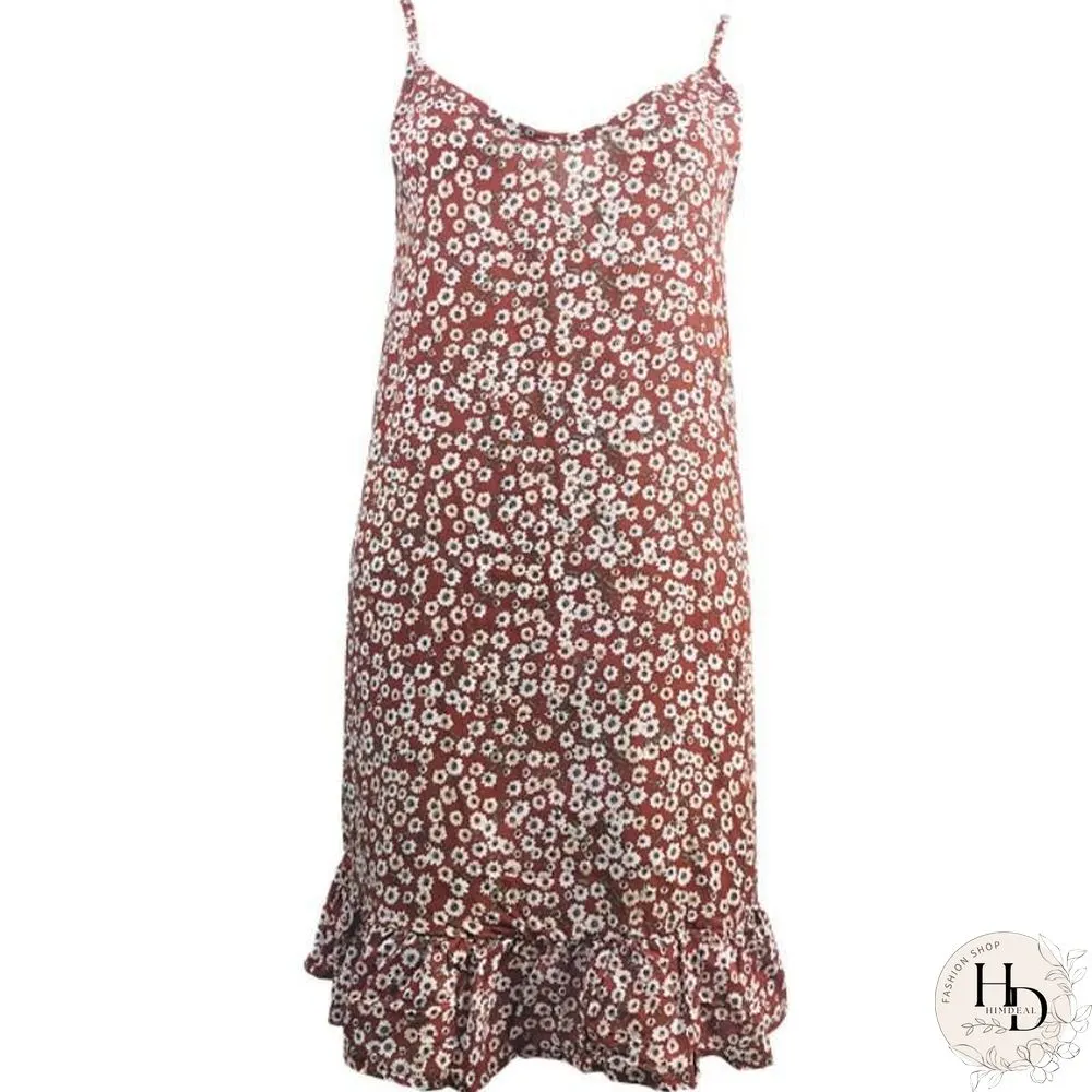 Sexy Women's Halter Top Travel Holiday Floral Print Dress