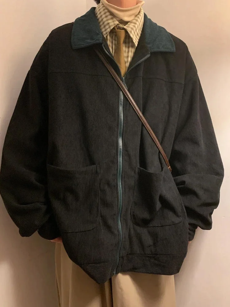 Brownm Corduroy Contrast Color Jacket