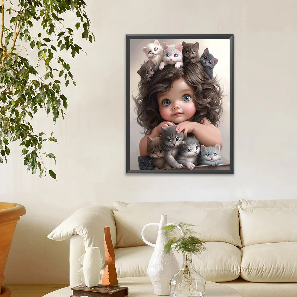 Diamond Painting - Full Round Drill - Sweet Girl(Canvas|30*40cm)