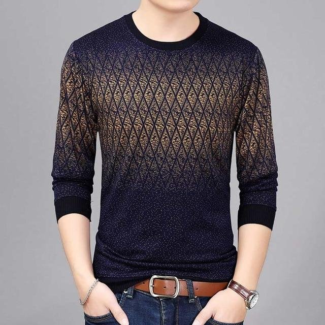 New Hot Casual Social Argyle Pullover Men Sweater Shirt Jersey Clothing Pull Sweaters Men's Fashion Male Knitwear