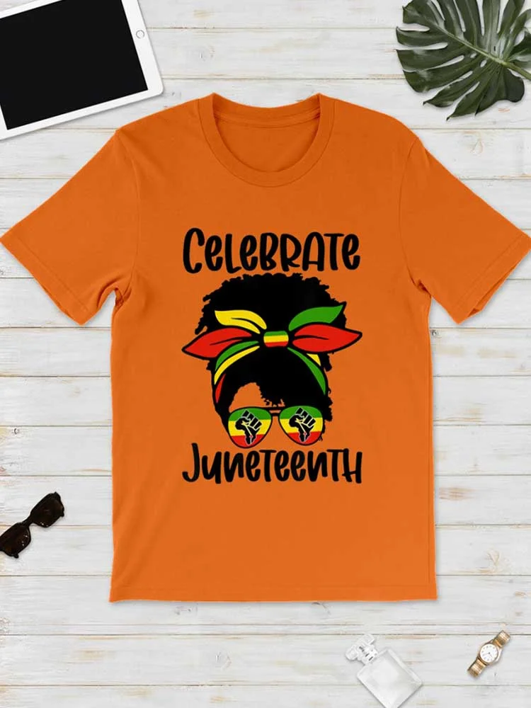 Juneteenth Freedom Day Printed Crew Neck T-Shirt