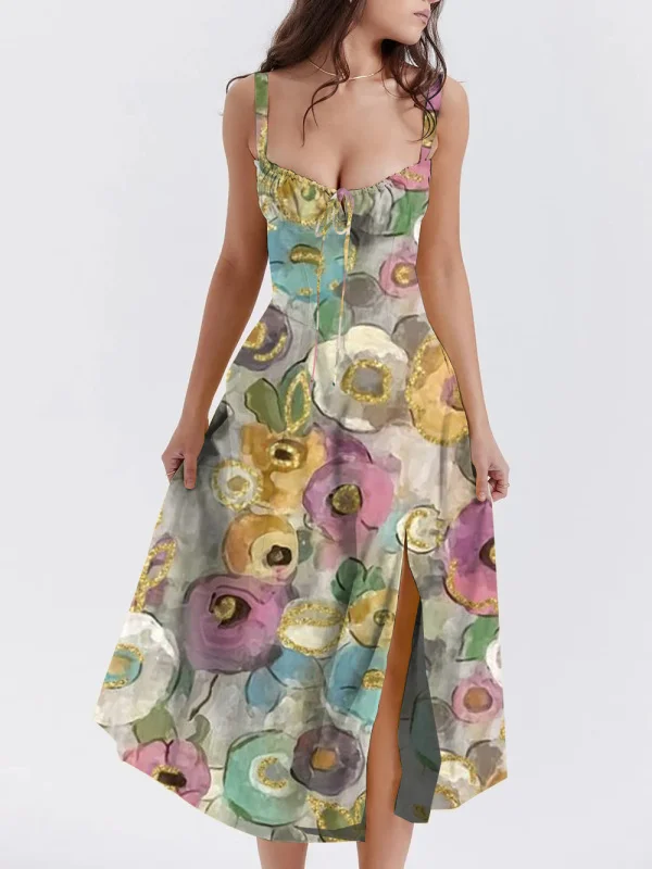 Print Print Bustier Sundress Swing Dress