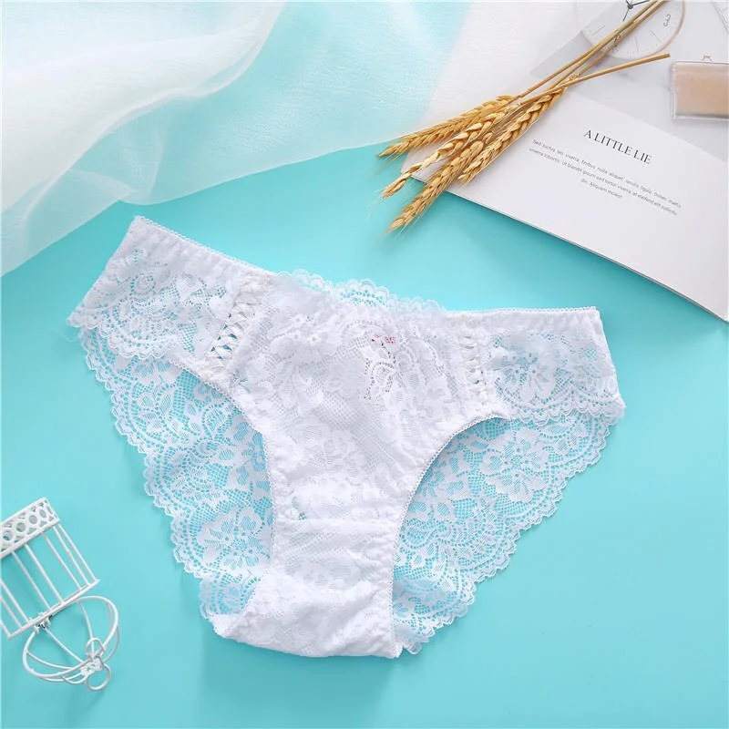 Sexy Underwear Women Lace Panties Female Underpants Floral Lace Briefs 8 Solid Color Panties Lingerie Soft Cotton Crotch Pantys