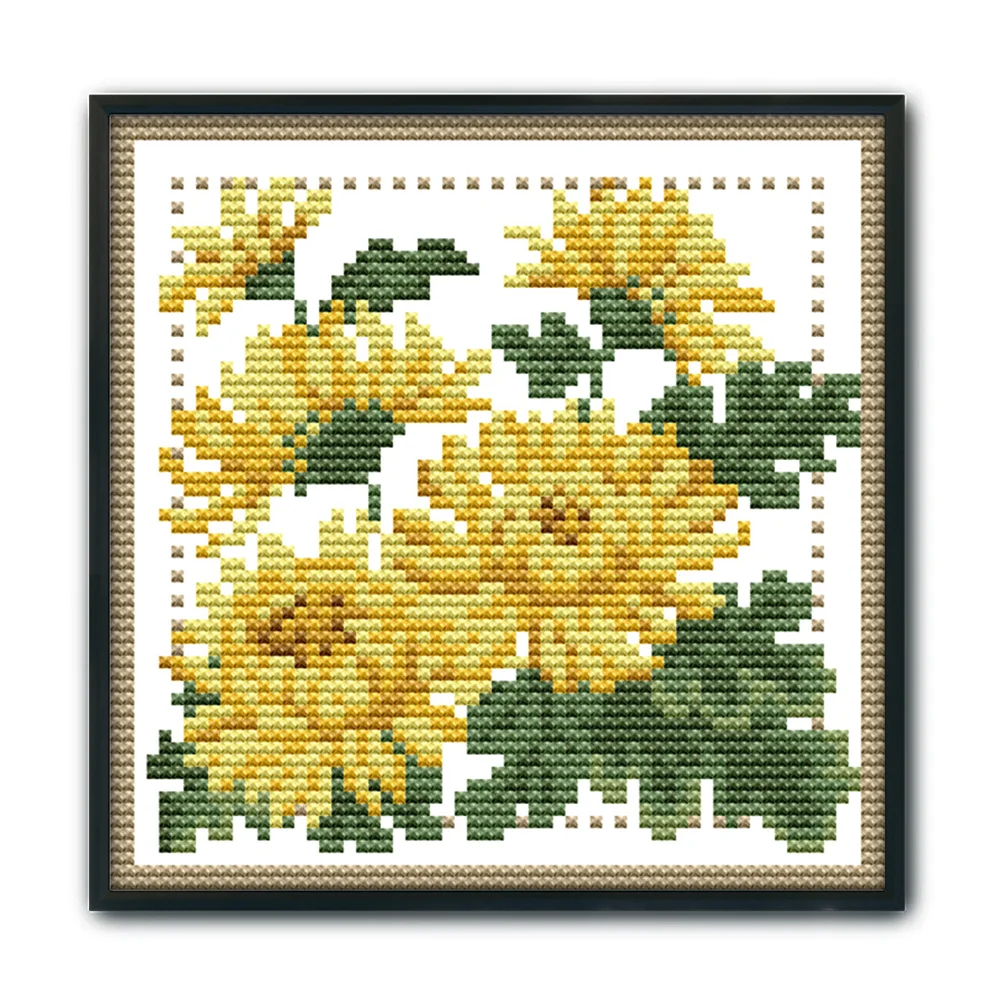 14CT Stamped Cross Stitch - December Flower(Canvas|17*17CM)