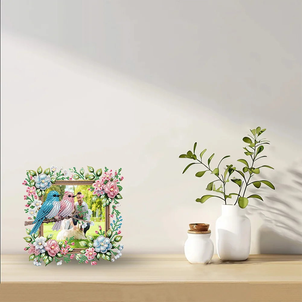 5D DIY Flower Bird Acrylic Special Shape Rhinestone Tabletop Photo Frame Kit