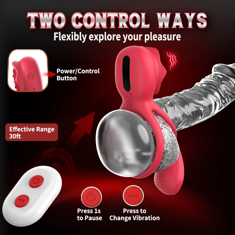 2025 Rose Penis Rings With Clitoral Stimulator Testicle Massager