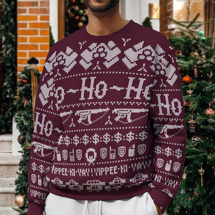 Limited Christmas Men's Casual Printed Long Sleeve Sweatshirt