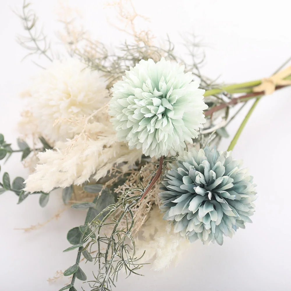 White Artificial Flowers Dandelion Big Bouquet Autum Silk Plastic Fake Flower for Home Wedding Decoration Living Room Arrange