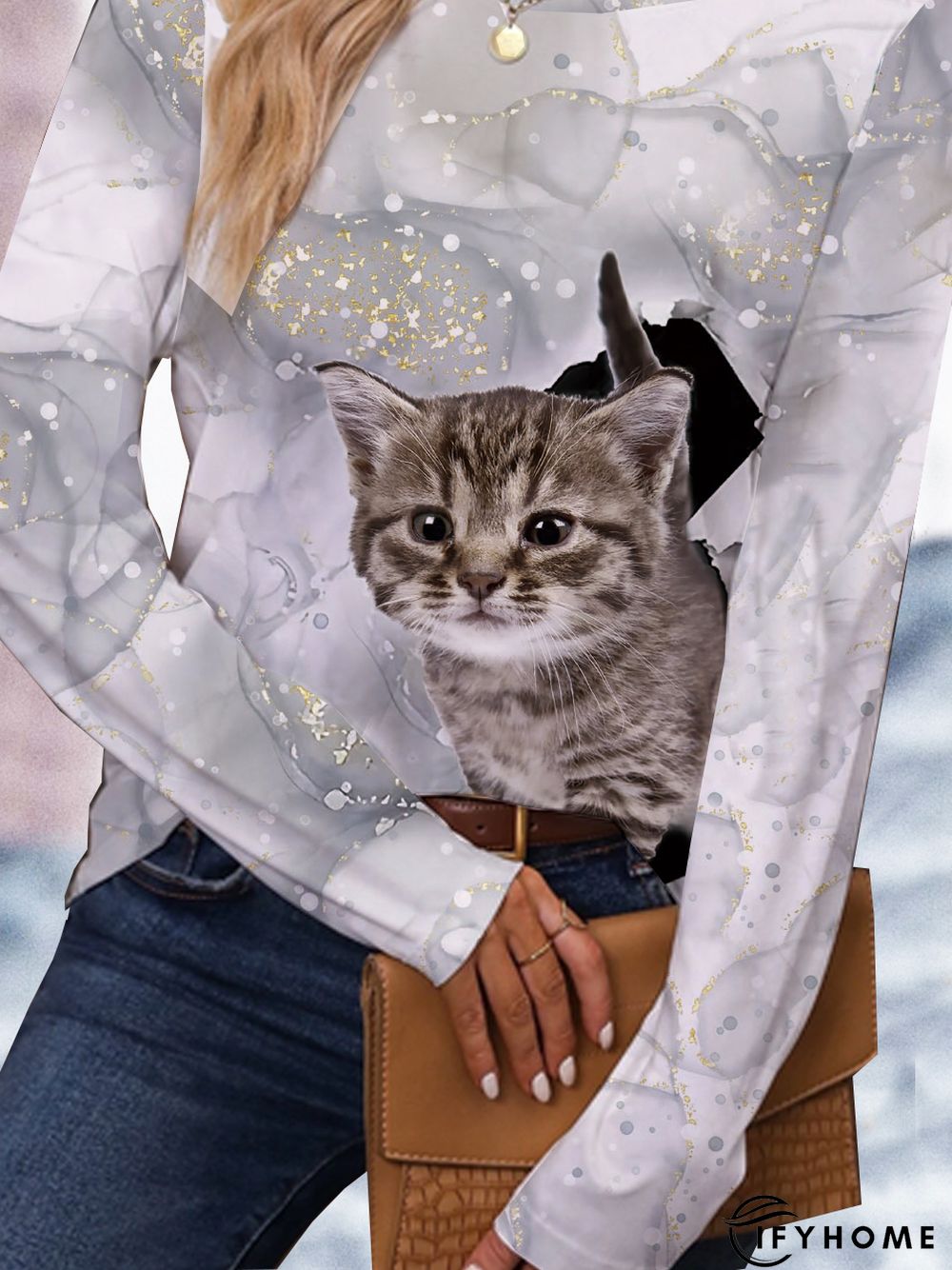 Loose Cat Casual Crew Neck T-Shirt | IFYHOME