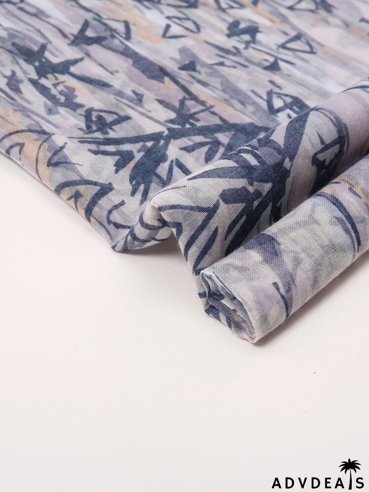 Geo Print Tassel Decor Scarf